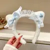 Diadema de felpa con orejas de gato para mujer, lindo lazo rosa para cosplay y accesorios para fotos, diadema para lavarse la cara, tocado lolita