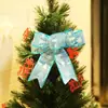 Decoraciones navideñas colgante para decoración de árbol de Navidad dorado rosa flor navideña lazo rojo con cuentas