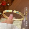 Pie Plata 999.9 Pulsera de Plata de Miles de Millas Pulsera de Plata con Esmalte Dorado de Montaña y Mar Nuevo Estilo Chino Abierta Real