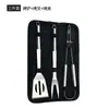 Set de Herramientas para Barbacoa BBQ de Exterior con Tenedor, Espátula, Pinzas, Cepillo, Herramientas con Mango de Tubo Pequeño, Bolsa de Tela, Set de Asado de 9 Piezas de Acero Inoxidable
