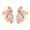 Pendientes de Esmalte Coloridos con Forma de Flor, Estilo Dulce y Fresco para Fiestas, con Diamantes y Perlas, Pendientes de Pétalos de Lujo Ligero y de Alta Gama para Mujer
