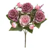 Flor artificial de peonía con núcleo de hortensia retro europea, ramo de simulación, venta al por mayor, decoración de escalera de boda, flor artificial, flor de seda