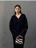Suéter de punto con capucha y cremallera ROW para mujer, otoño e invierno, estilo holgado y casual, cuello semi-alto, top tipo jersey de manga larga