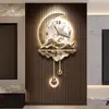 Reloj de Pared Moderno de Lujo Ligero para Fondo de Rejilla de TV Sala de Estar Pintura Decorativa Comedor de Gama Alta Comedor con Mural Luminoso