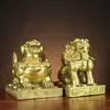 Pixiu Sentado de Latón, Adorno de Pixiu de Cobre, Pixiu Cuadrado Sentado, Par de Pixiu Cuadrados Sentados de Cuerno Único y Doble, Venta al por Mayor desde el Fabricante