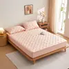 Lençol de Cama Impermeável de Algodão Cru Classe A, Capa de Colchão Transfronteiriça Personalizada, Cobertura de Cama Antiderrapante, Lençol de Cama Acolchoado Meio Coberto com Padrão de Peônia