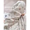 Pantalones Anchos Estilo Japonés con Estampado de Perros para Mujer Talla Grande 150kg, Otoño e Invierno Polar Espesado de Cintura Alta Sueltos Casuales