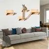 Conjunto Combinado de Estrutura de Escalada para Gatos Montada na Parede em Madeira Maciça com Acessórios Completos para Parede para Evitar que Gatos Arranhem