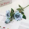 3 Rosas Artificiales con Bordes Quemados, Flores Falsas de Seda, Ramo de Boda, Flores para Decoración de Pasillo, Flores Artificiales para Fondo