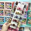 Conejo y Oso Lindos Color Contrastante Flor Pequeña Dibujo Animado Pinza para el Cabello Infantil Tendencia Chica Ámbar Pinza Lateral Pinza para el Cabello de Estudiante