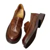 Versión de Piel de Oveja ~ Mocasines Retro de Piel Genuina sin Cordones para Mujer Estilo Británico Negro Versátiles de Tacón Bajo Zapatos Pequeños de Cuero Flats JK