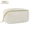 Bolsa de Maquillaje Portátil de Venta Caliente Transfronteriza Bolso de Mano a Cuadros de Cuero PU Bolsa de Almacenamiento Bolsa de Tocador de Gran Capacidad para Viaje
