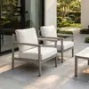 Conjunto de Sofá de Lazer e Mesa de Centro para Exterior em Liga de Alumínio Total Pe, à Prova d'Água e Resistente ao Sol, para Pátio, Varanda, Vila e Casa de Hóspedes, com Almofadas