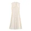Serie de Moda Marca Z Vestido Midi Za para Comercio Exterior Elegante Ropa Femenina Transfronteriza Lino Estilo Europeo y Americano Za