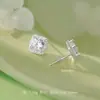 Pendientes de Cubo de Azúcar de Plata Pura S999 con Aguja de Plata Geométricos de Moda Personalidad Suave Vintage Exquisitos Pendientes de Lujo Ligero Venta al por Mayor