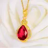 Colar com Pingente de Gota d'Água Dourado Areia Vermelho Vietnamita Latão Banhado a Ouro Moda Feminina Corrente para Clavícula Presente de Feriado