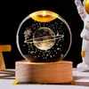 Bola de cristal luminosa para iluminação transfronteiriça, luz noturna luminosa, bola de vidro esculpida, sistema solar esculpido em 3D, enfeites de mesa de aniversário fábrica
