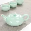 Bule em Forma de Peixe Celadon e Conjunto de Chá com Seis Xícaras para Uso Doméstico, Simples e Portátil, Adequado como Presente ou Lembrança de Evento, Pode Ser Personalizado com Logotipo