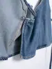 Camisola de Mezclilla sin Mangas de Moda para Mujer, Espalda Descubierta con Lazos Laterales, Camisa Casual Ajustada, Ropa con Cordón Rojo para Solidez del Color