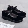 Sapatos de Tecido Respiráveis Old Beijing para Primavera e Verão, Sapatos de Trabalho Plataforma Confortáveis e Resistentes ao Desgaste para Mulheres, Sapatos de Salto Anabela com Solado Plano para Homens