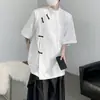 Camisa de Manga Corta con Solapa Estilo Retro Americano para Hombre Verano Delgada Casual Holgada con Caída a la Moda Camisa a Cuadros Chaqueta a la Moda