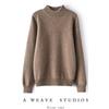 Suéter de caxemira de montanha simples e moderno, feminino, gola alta, malha grossa dupla, suéter interno solto, cashmere completo