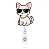 Clip de cocodrilo retráctil de gato y perro de dibujos animados acrílico soporte para gafete de fácil extracción clip retráctil regalo médico giratorio