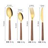Nuevo 430 imitación madera creativa estilo japonés mango de clip grande acero inoxidable cubertería occidental cuchillo tenedor cuchara cuchillo para bistec traje de 5 componentes