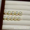 Perlas de Vidrio Shijia de Agujero Único, Perlas Redondas de Medio Agujero, Aretes Rojo Angora Dorado, Accesorios de Joyería, Perlas Sueltas, Colgantes para DIY