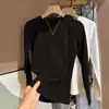 Camiseta térmica de mujer con forro polar, cuello redondo, hombro normal, manga larga, otoño e invierno, cálida, ajuste ceñido, camiseta térmica