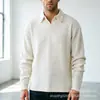 Sudadera con Cuello Polo y Patrón de Trigo Estilo Old Money para Hombre, Chaqueta Elegante Vintage Retro Americana de Primavera de Gama Alta
