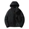 Explosões de Comércio Exterior Grafeno Quente e Confortável Roupas Rústicas Marca da Moda Capuz para Casais Corta-vento Impermeável Roupa de Montanhismo Jaqueta Acolchoada de Algodão