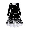 Europa y Estados Unidos Transfronterizo Impresión digital 3D Ropa de mujer y niño Vestido Serie de copo de nieve y alce de Navidad Falda de manga larga