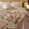 Otoño e Invierno 100S Algodón de Fibra Larga Cepillado Juego de Cuatro Piezas Juego de Tres Piezas de Algodón Puro Funda Nórdica Sábana Bajera Sábana Plana Juego de Cama
