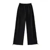 Ins8 Pantalones Casuales Rectos Bordados con Letras de Color para Mujer 2022 Verano Nueva Moda Pantalones de Pierna Ancha con Cordón en el Tobillo