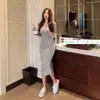 Vestido Largo Deportivo Casual Versátil con Capucha Ajustado a la Cintura de Estilo Coreano Transfronterizo, Sexy de Manga Larga para Mujer