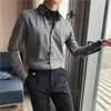 Camisa masculina falsa de duas peças manga longa listrada estilo coreano moderna bonita slim casual primavera de alta qualidade para usar por baixo