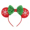 Diadema Navideña de Orejas de Ratón Mickey Mouse para Parque de Atracciones Fiesta Disfraz Accesorios para la Cabeza Navideños Diadema con Lazo