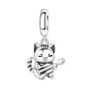 Colgante de Gato Cantante de Cobre Blanco de Venta Caliente Transfronteriza Diseño de Nicho Moda Personalizada Accesorios de Joyería para Pulsera DIY para Mujeres
