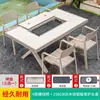 Mesa e Cadeira para Churrasco ao Ar Livre Mojia Combinação de Alumínio Fundido Churrasqueira a Carvão ao Ar Livre Jardim Conjunto de Lazer para Casa Pátio Terraço