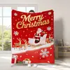 Novo Presente Transfronteiriço 2025 Manta de Natal Celebrando Festa do Boneco de Neve Manta de Pelúcia Estampada para Cochilo de Outono e Inverno