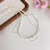 Nuevo Collar Minimalista de Perlas de Doble Capa, Accesorio de Moda Retro de Nicho, Versátil para el Uso Diario y los Viajes al Trabajo, Cadena para la Clavícula