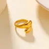 Anel Aberto Europeu e Americano de Aço Inoxidável Gota de Água Curva Estilo Frio Anel de Aço Titânio Design de Nicho Elegante Versão Europeia
