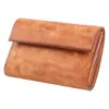 Cartera Japonesa Personalizada Rakuten de Cuero de Vegetal de Primera Capa para Hombre, Estilo Corto con Botón a Presión, Cartera de Cuero Genuino Vintage para Negocios