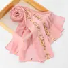 Bufanda Larga de Gasa con Bordado Floral Suave Estilo Francés, Chal Versátil para Protección Solar, Elegante Bufanda Decorativa para Mujer