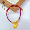Estilo Igual a Xiaohongshu Dorado Chapado Dios Amarillo de la Riqueza Hilo Rojo Encanto de Caballo Pulsera Tejida Pulsera al por Mayor