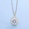 Colgante de moda de imitación de moissanita de 5 quilates con diseño de girasol completo de diamantes, cadena para la clavícula, venta al por mayor desde el fabricante