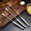 Batidor de Huevos Giratorio Semiautomático de Acero Inoxidable para el Hogar Herramienta de Cocina para Hornear Batidor de Huevos Manual de Presión Tipo Acero Inoxidable