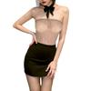 Flame Desire Lingerie Sexy Cama Abstinência Secretária Saia Bodycon Uniforme Estilo Puro Desejo Roupa de Dormir Conjunto Sem Listras Qqny