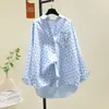 Nueva Camisa Versátil de Lunares para Mujer 2026, de Longitud Media, Corte Holgado, Elegante, Adelgazante, Rejuvenecedora, Elegante Top de Manga Larga